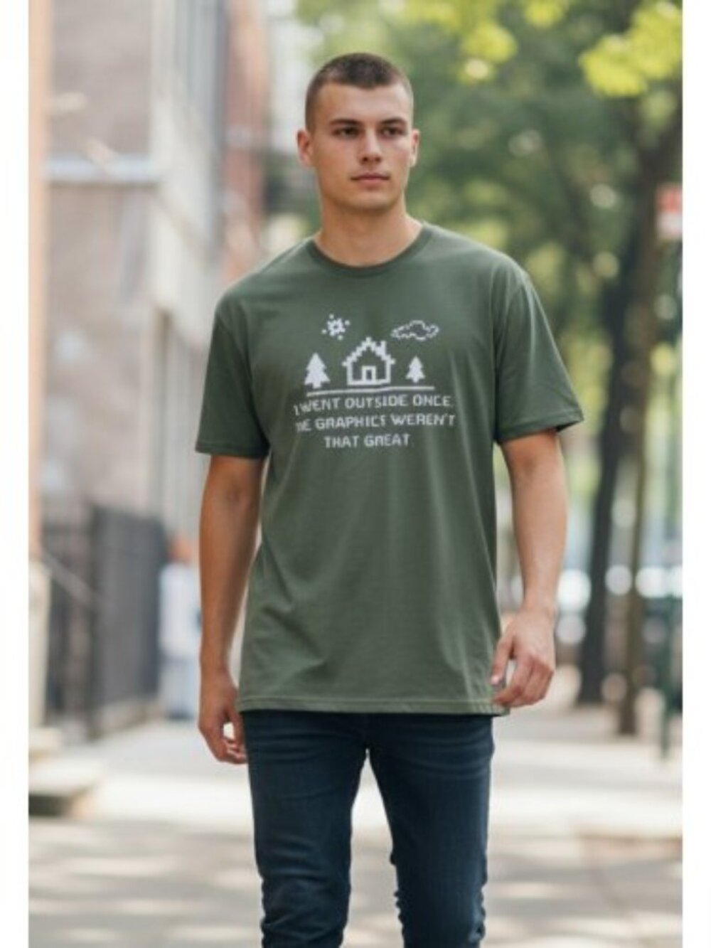 Green Novelty Short Sleeved Tee Mens MEDIUM Minecraft